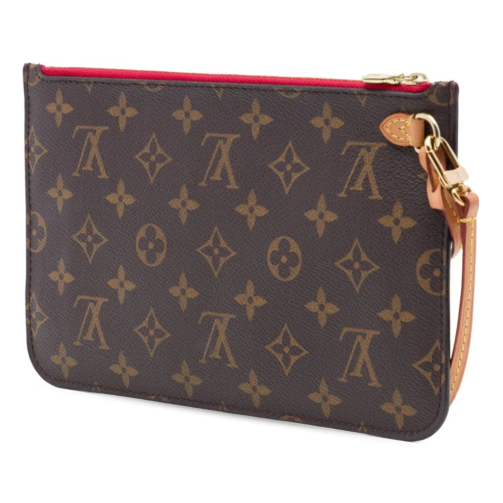Louis Vuitton Monogram Neverfull MM Pouch Brown Canvas Very good - Back View