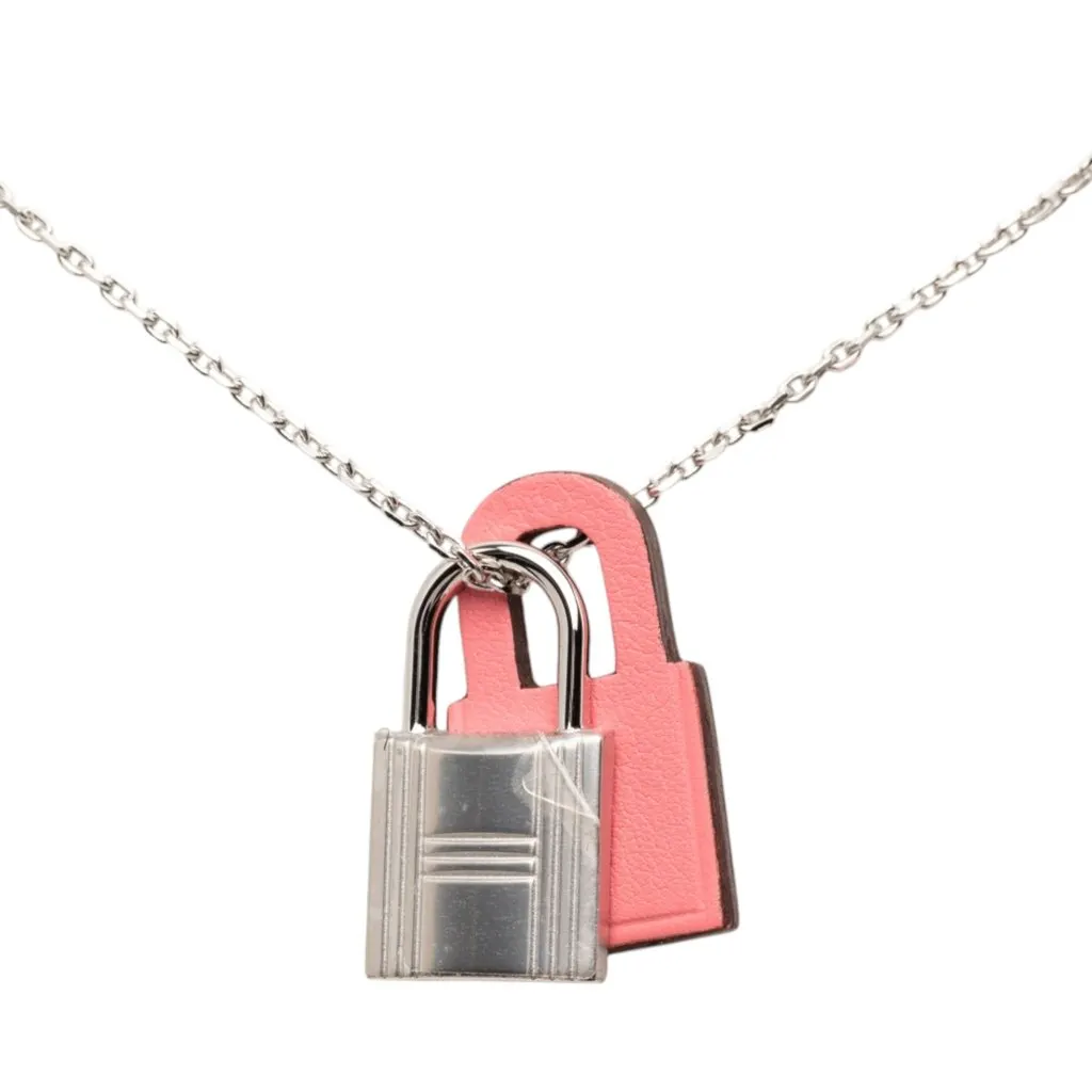 Hermès Palladium Plated and Swift O Kelly Pendant Necklace Silver Metal Very good - Front View