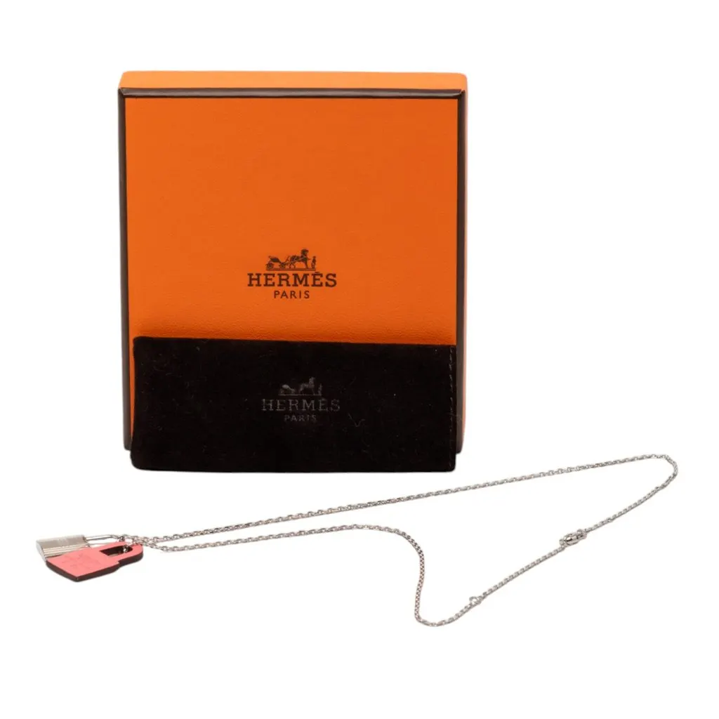 Hermès Palladium Plated and Swift O Kelly Pendant Necklace Silver Metal Very good - Box View