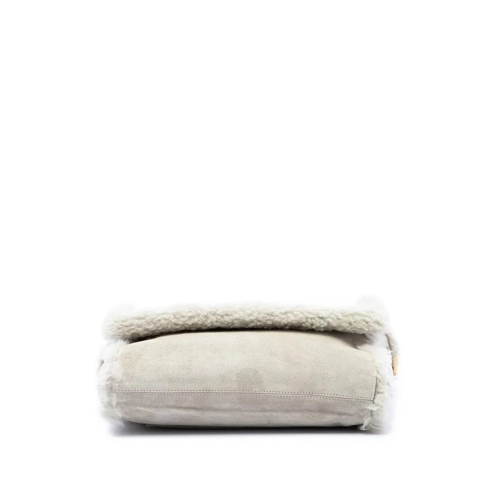 Saint Laurent Medium Shearling Monogram Kate Reversible Shoulder Bag Grey Shearling Very good - Inside View