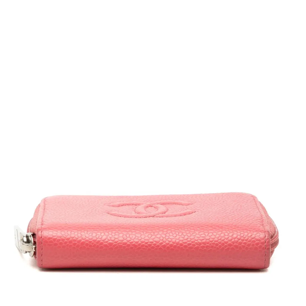 Chanel CC Caviar Zip Around Coin Purse Pink Leather Very good - Inside View