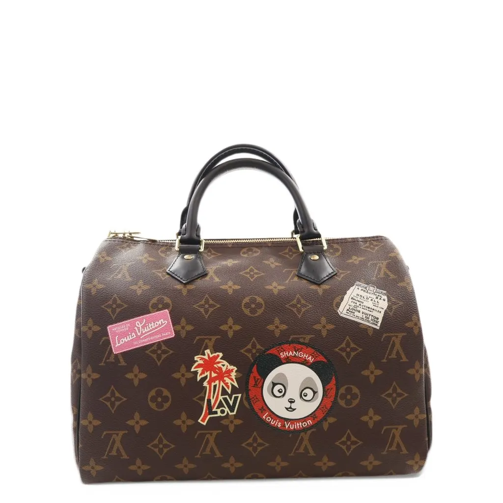 Louis Vuitton Monogram World Tour Speedy Bandouliere 30 Brown Canvas Very good - Back View