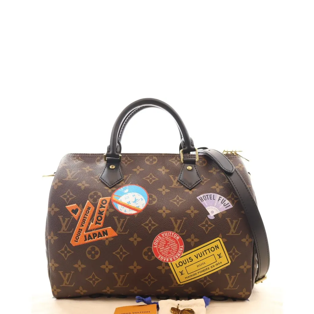 Louis Vuitton Monogram World Tour Speedy Bandouliere 30 Brown Canvas Very good - Box View