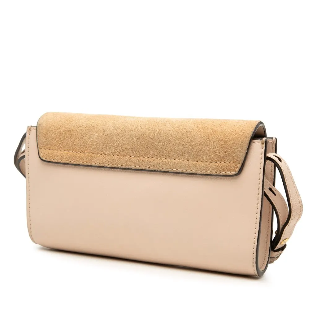 Chloé Mini Calfskin and Suede Faye Chain Crossbody Brown Leather Very good - Back View