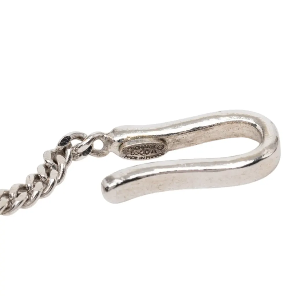 Chanel CC Brass Strass Pendant Necklace Silver Metal Very good - Box View