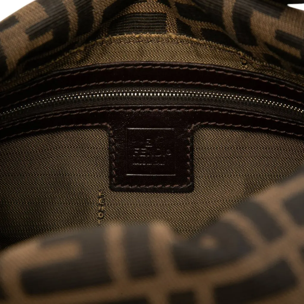 Fendi Zucca Canvas Double Flap Shoulder Bag Brown Canvas Good - Box View