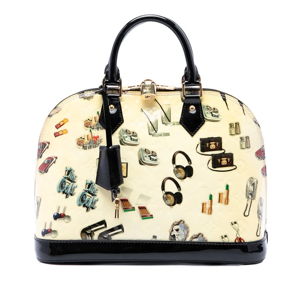 Louis Vuitton Monogram Vernis Stickers Alma MM Beige Leather Very good - Front View