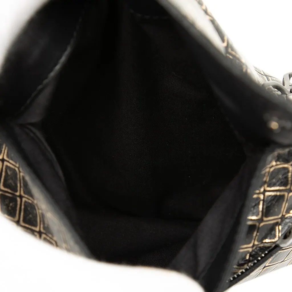 Bottega Veneta Metallic Calfskin Intrecciomirage Chain Flap Crossbody Gold Leather Very good - Model View