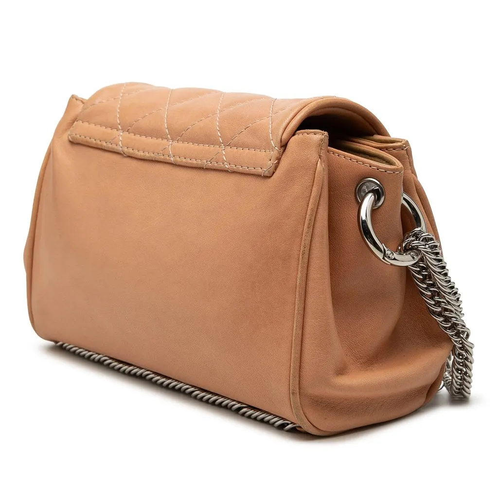 Chanel Washed Lambskin Bijoux Chain Accordion Flap Beige Leather Very good - Back View