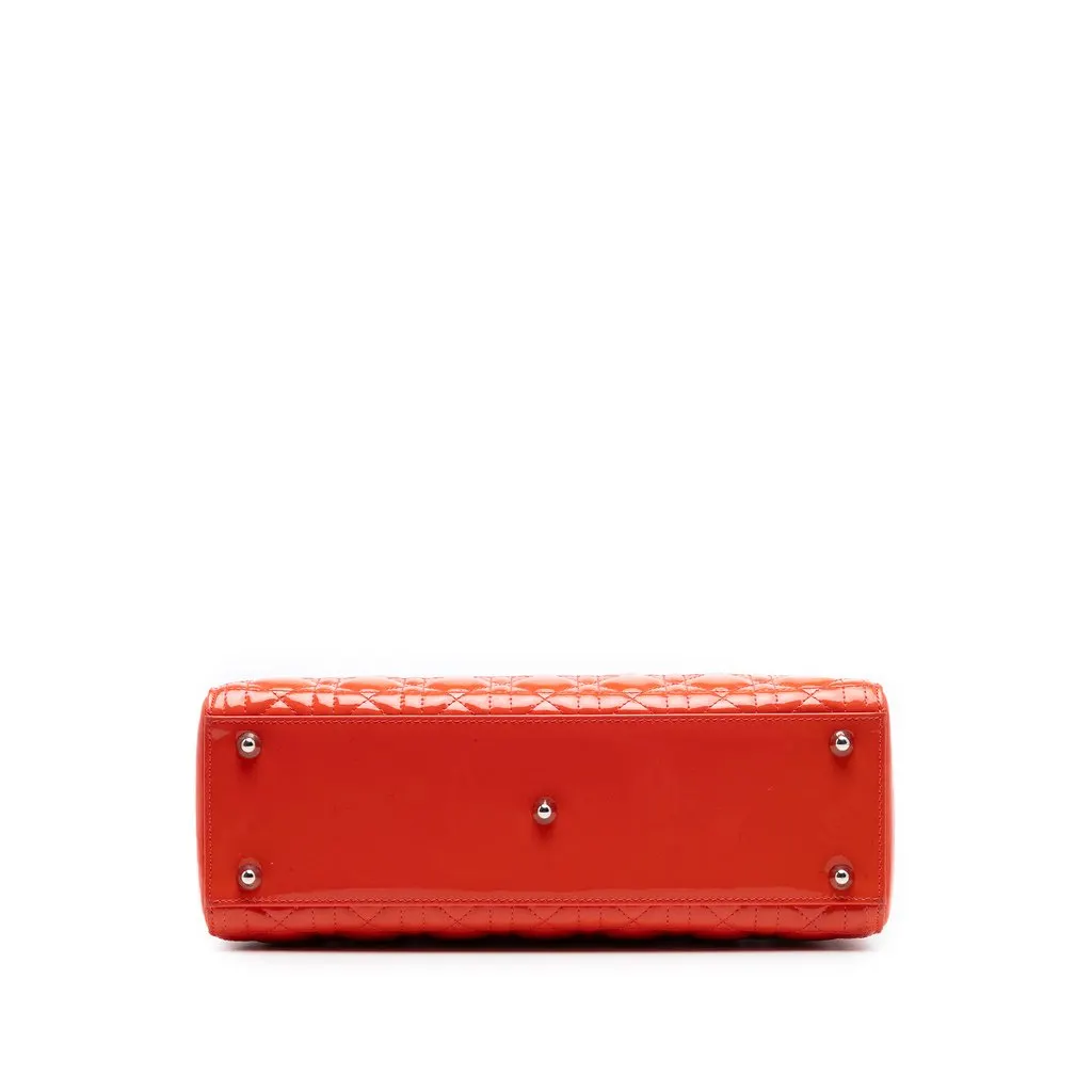 Dior Large Patent Cannage Lady Dior Orange Leather Very good - Inside View