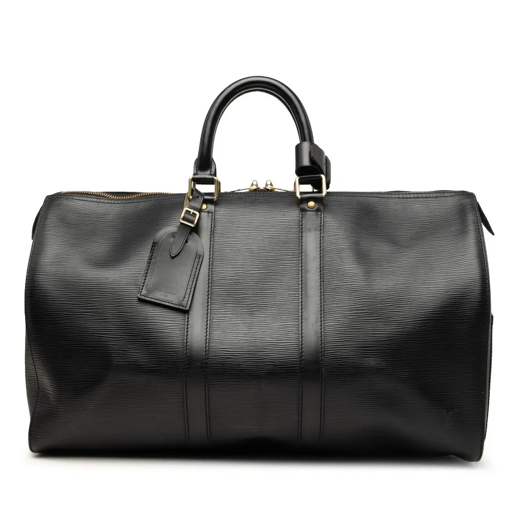 Louis Vuitton Epi Keepall 45 Black Leather Good - Front View