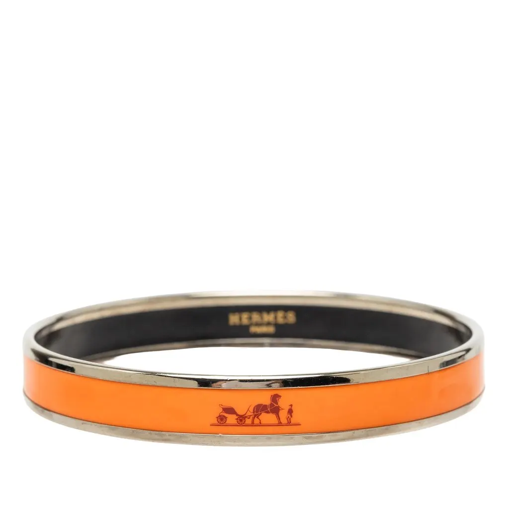 Hermès Narrow Caleche Enamel Bangle 70 Orange Very good - Front View
