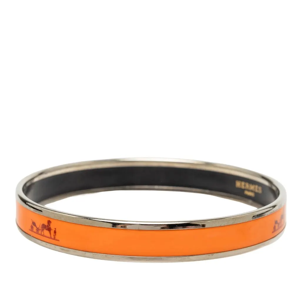 Hermès Narrow Caleche Enamel Bangle 70 Orange Very good - Back View