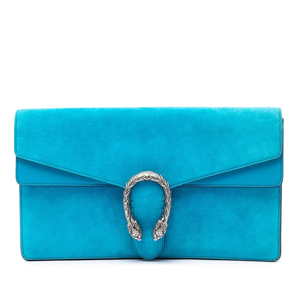 Gucci Suede Dionysus Clutch Blue Leather Very good - Front View