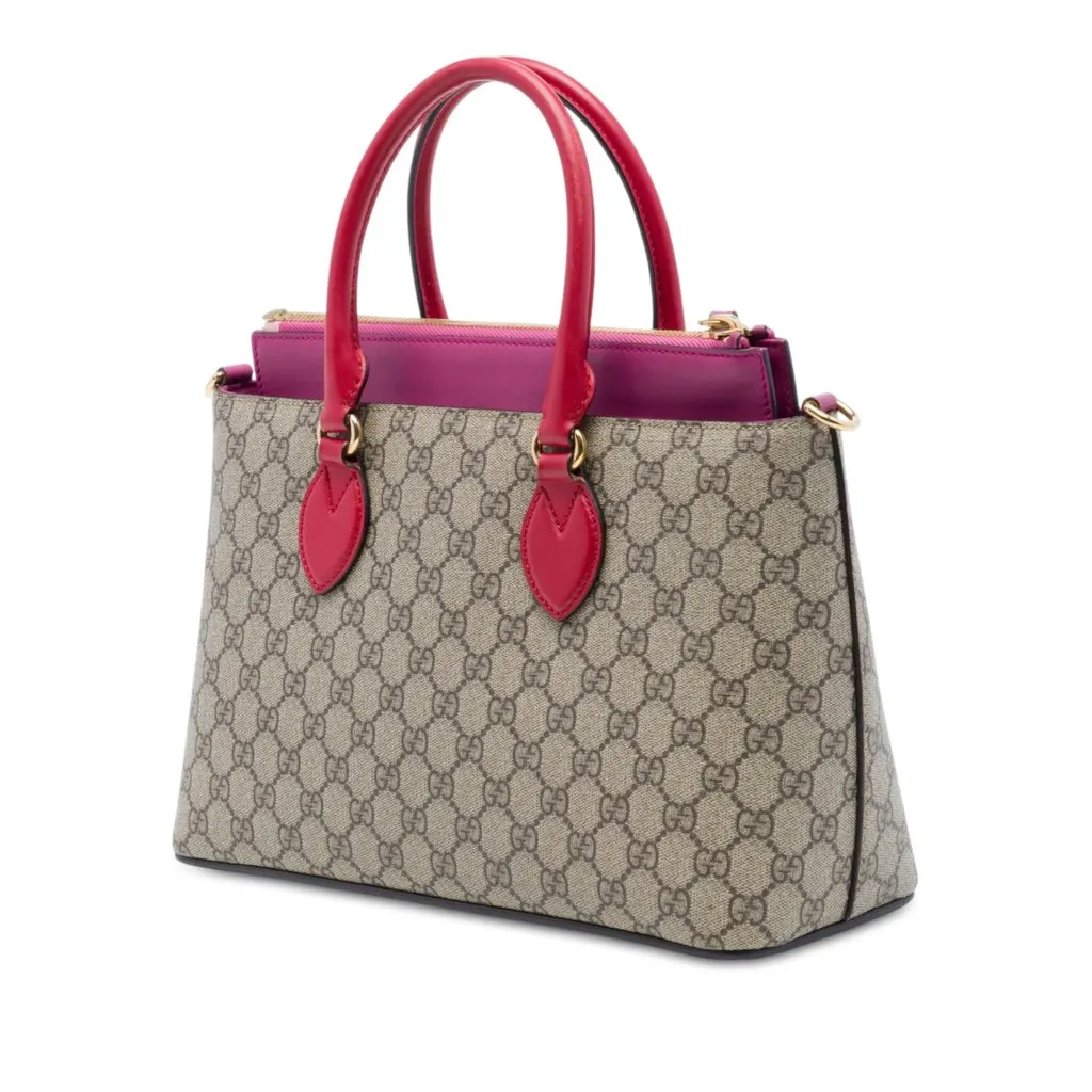 Gucci GG Supreme Linea A Satchel Beige Very good - Back View