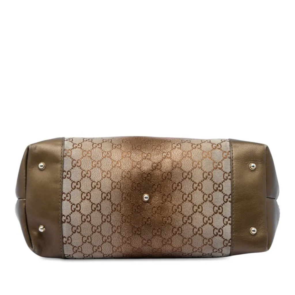 Gucci GG Lurex Heart Bit Tote Brown Canvas Good - Inside View