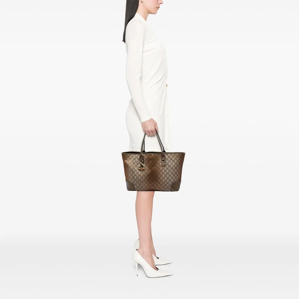 Gucci GG Lurex Heart Bit Tote Brown Canvas Good - Box View