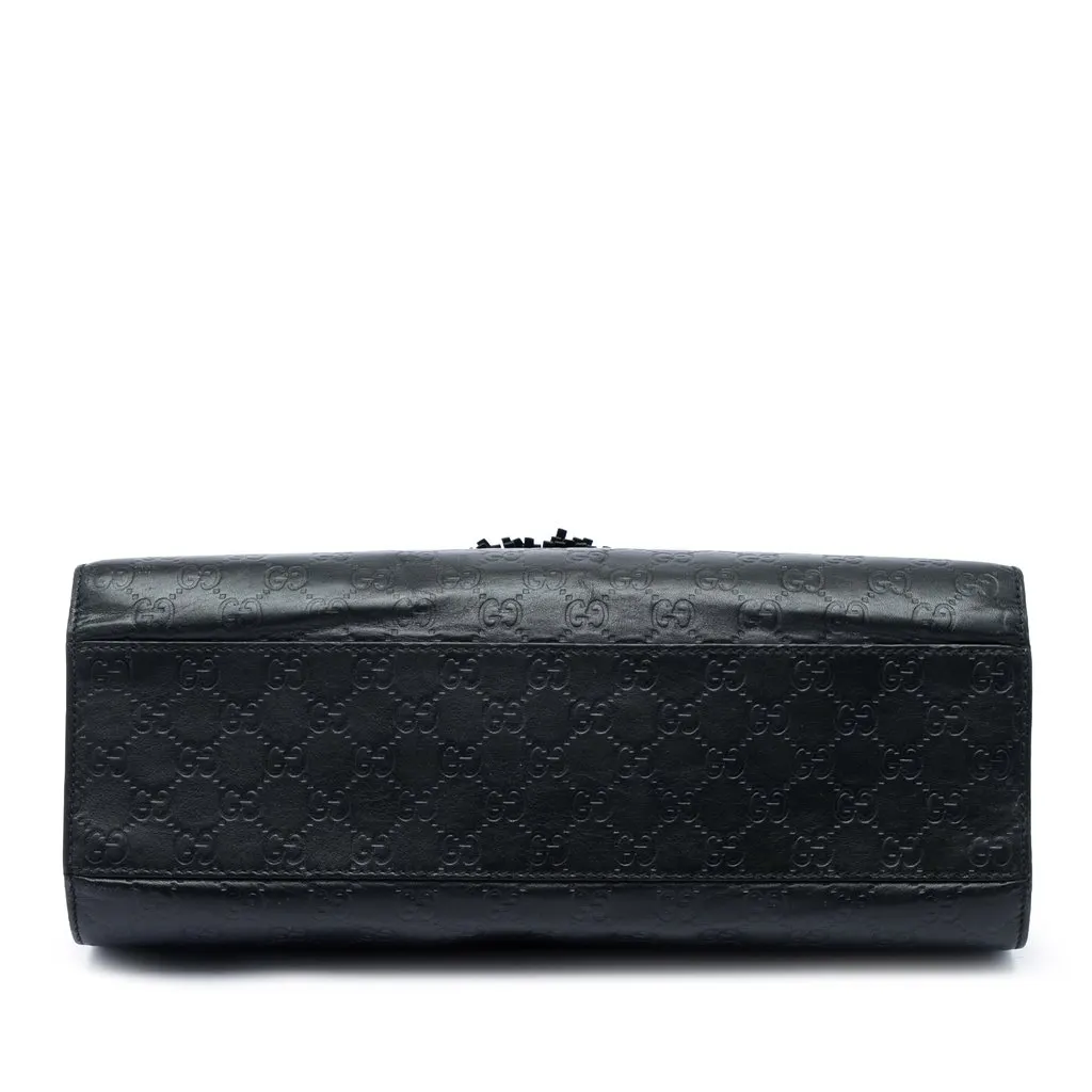 Gucci Large Guccissima Emily Shoulder Bag Black Leather Good - Inside View