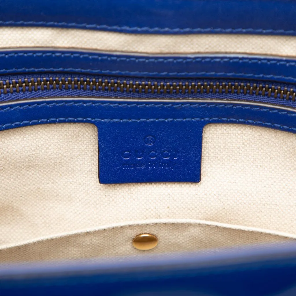 Gucci Patent Bright Bit Satchel Blue Leather Very good - Box View
