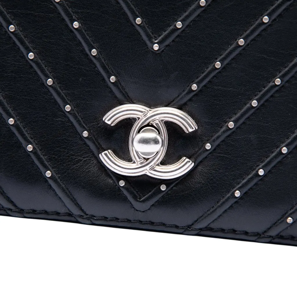 Chanel Chevron Lambskin Stud Wars Full Flap Black Leather Very good - Box View