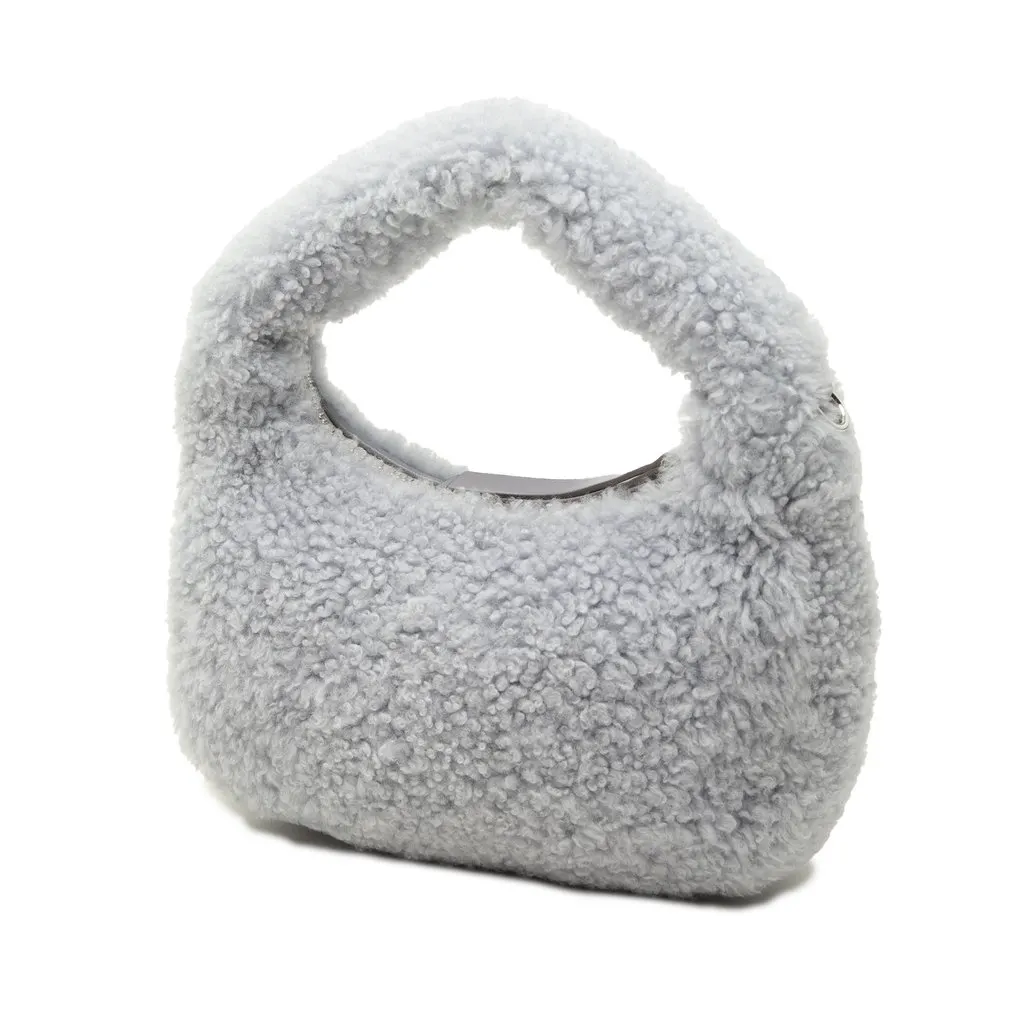 Miu Miu Mini Shearling Wander Satchel Blue Fur Very good - Back View