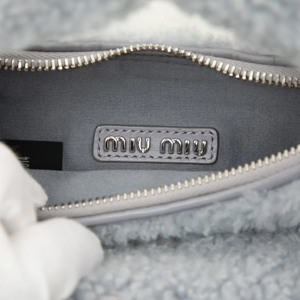 Miu Miu Mini Shearling Wander Satchel Blue Fur Very good - Box View
