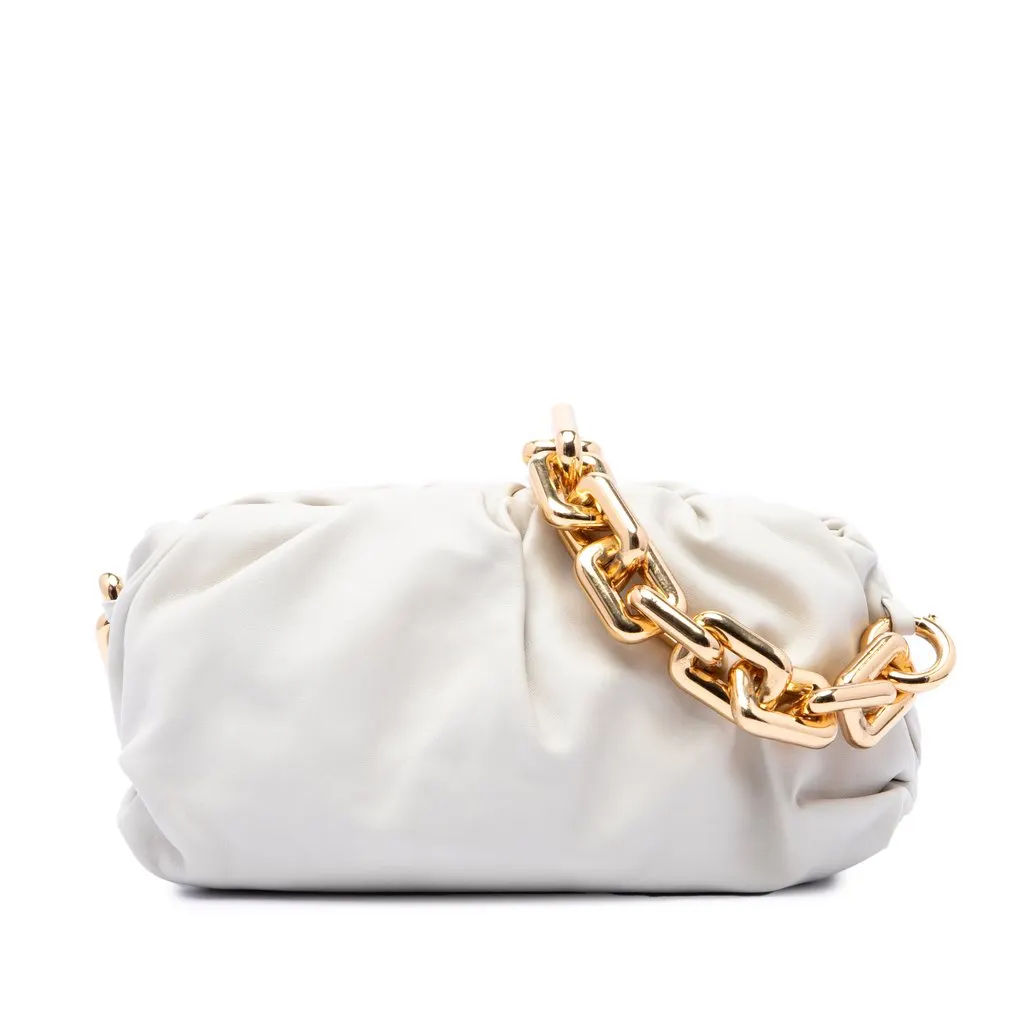 Bottega Veneta Lambskin Chain Pouch White Leather Very good - Front View