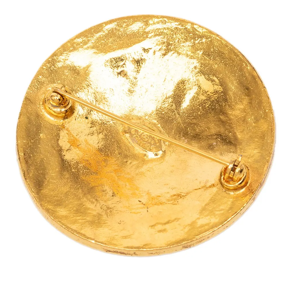 Chanel CC Gold Plated Filigree Round Brooch Gold Metal Very good - Back View