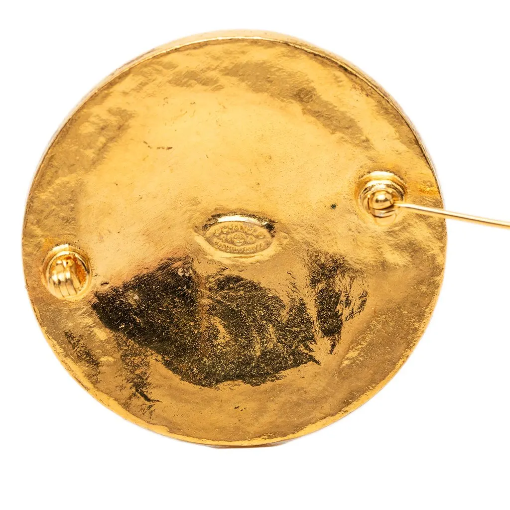 Chanel CC Gold Plated Filigree Round Brooch Gold Metal Very good - Inside View