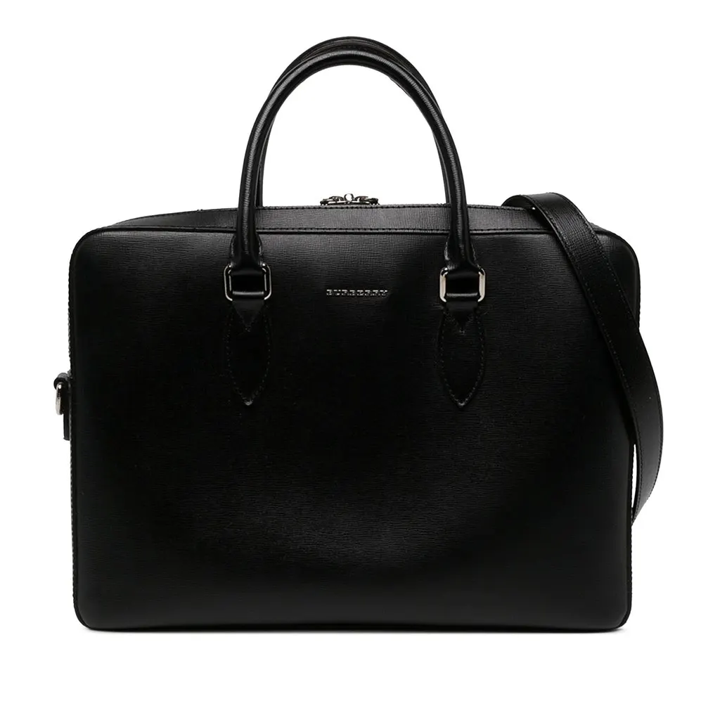 Burberry Small Leather Hambleton Briefcase Black Leather Good - Front View