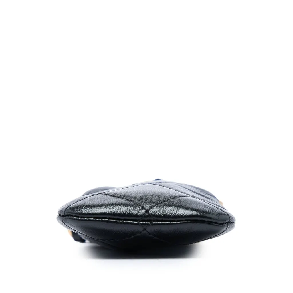 Chanel CC Quilted Lambskin Lipstick Case on Chain Black Leather Very good - Inside View