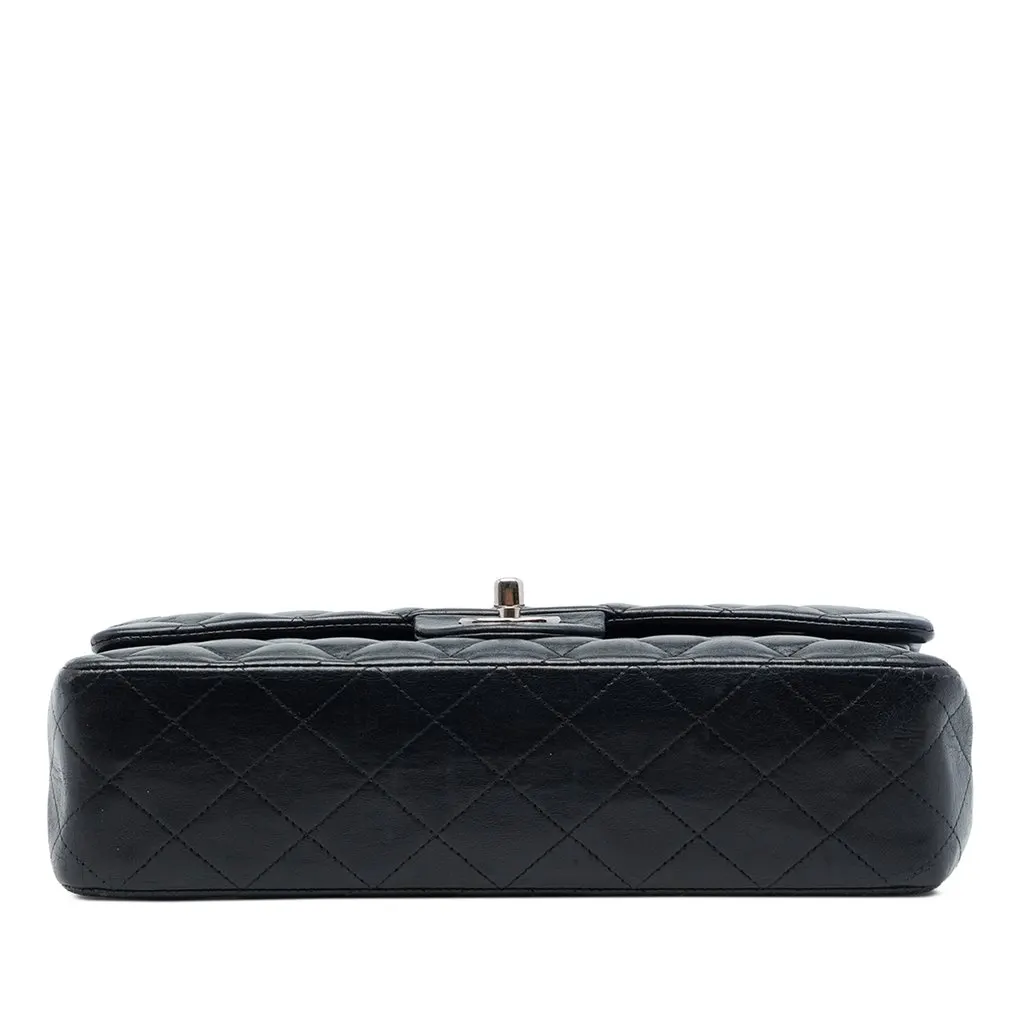 Chanel Medium Classic Lambskin Double Flap Black Leather Good - Inside View