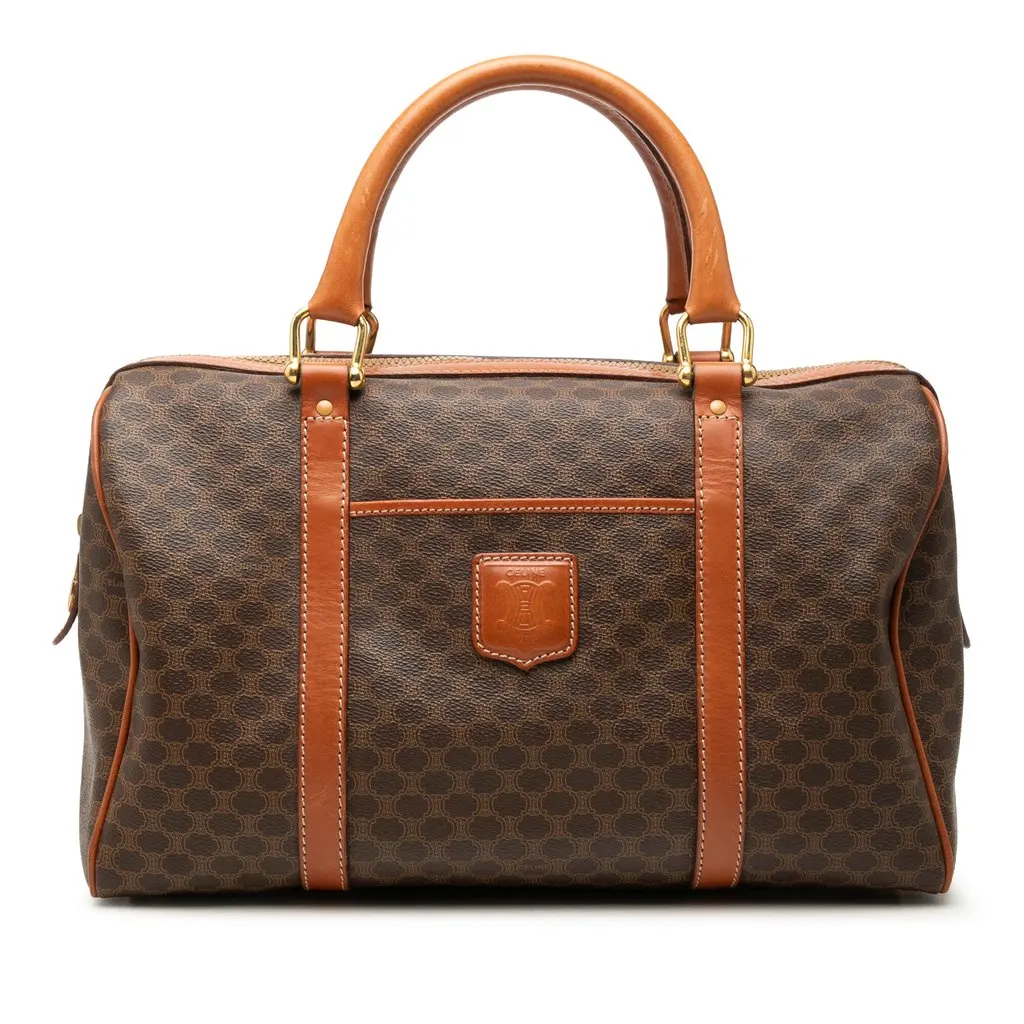 Celine Macadam Coated Canvas Boston Bag Brown Canvas Very good - Front View
