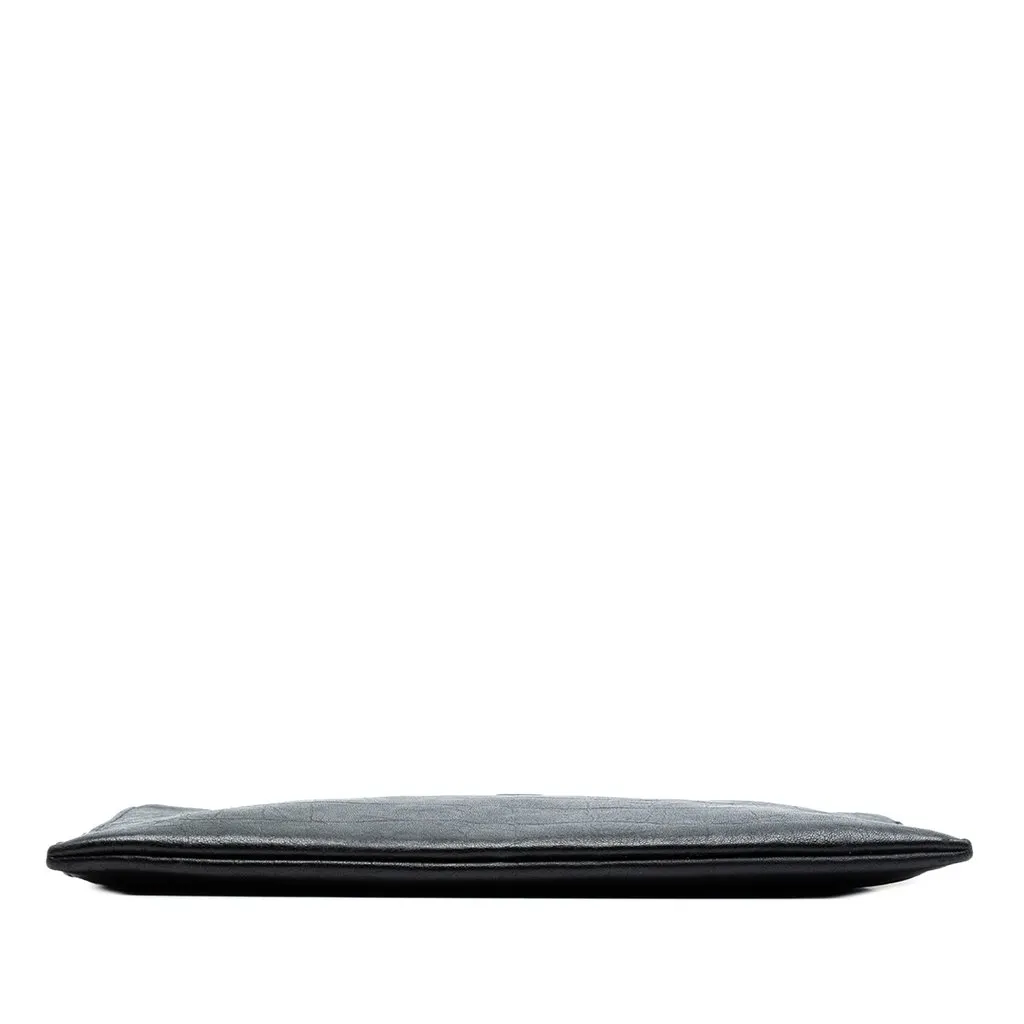Saint Laurent Croc Embossed Leather Monogram Zip Pouch Black Leather Very good - Inside View
