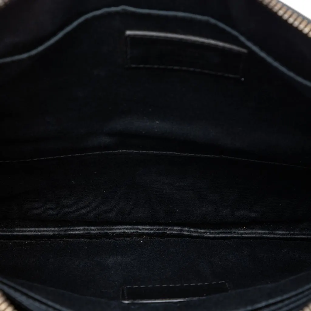 Saint Laurent Croc Embossed Leather Monogram Zip Pouch Black Leather Very good - Model View