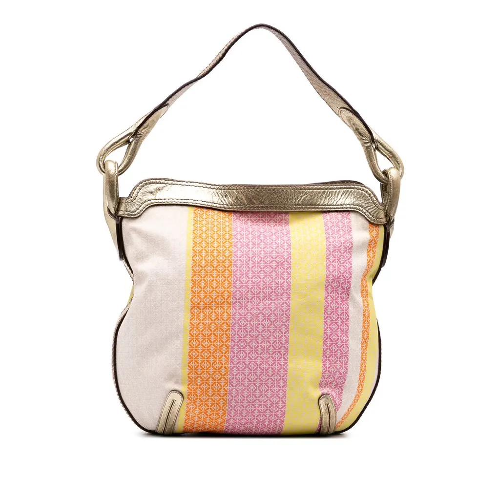 LOEWE Anagram Canvas New Road Shoulder Bag Pink Very good - Front View