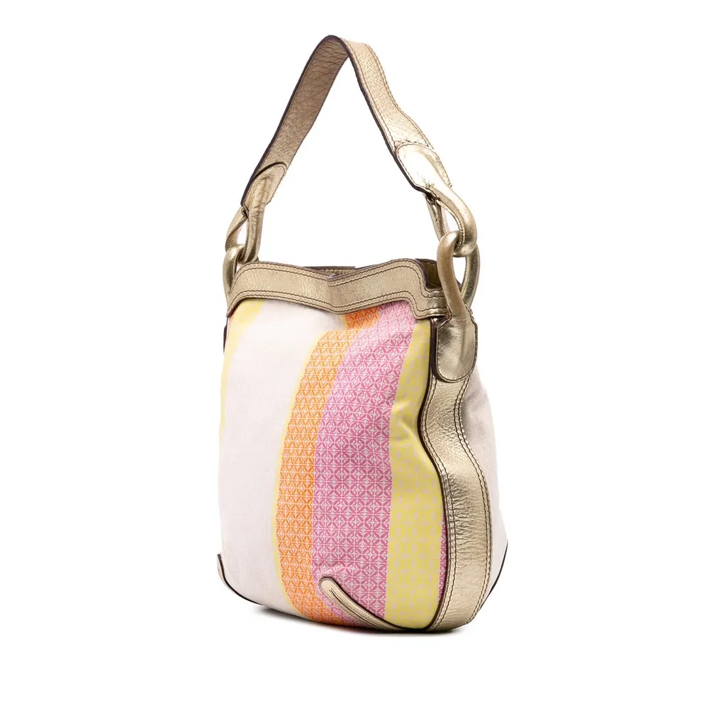 LOEWE Anagram Canvas New Road Shoulder Bag Pink Very good - Back View