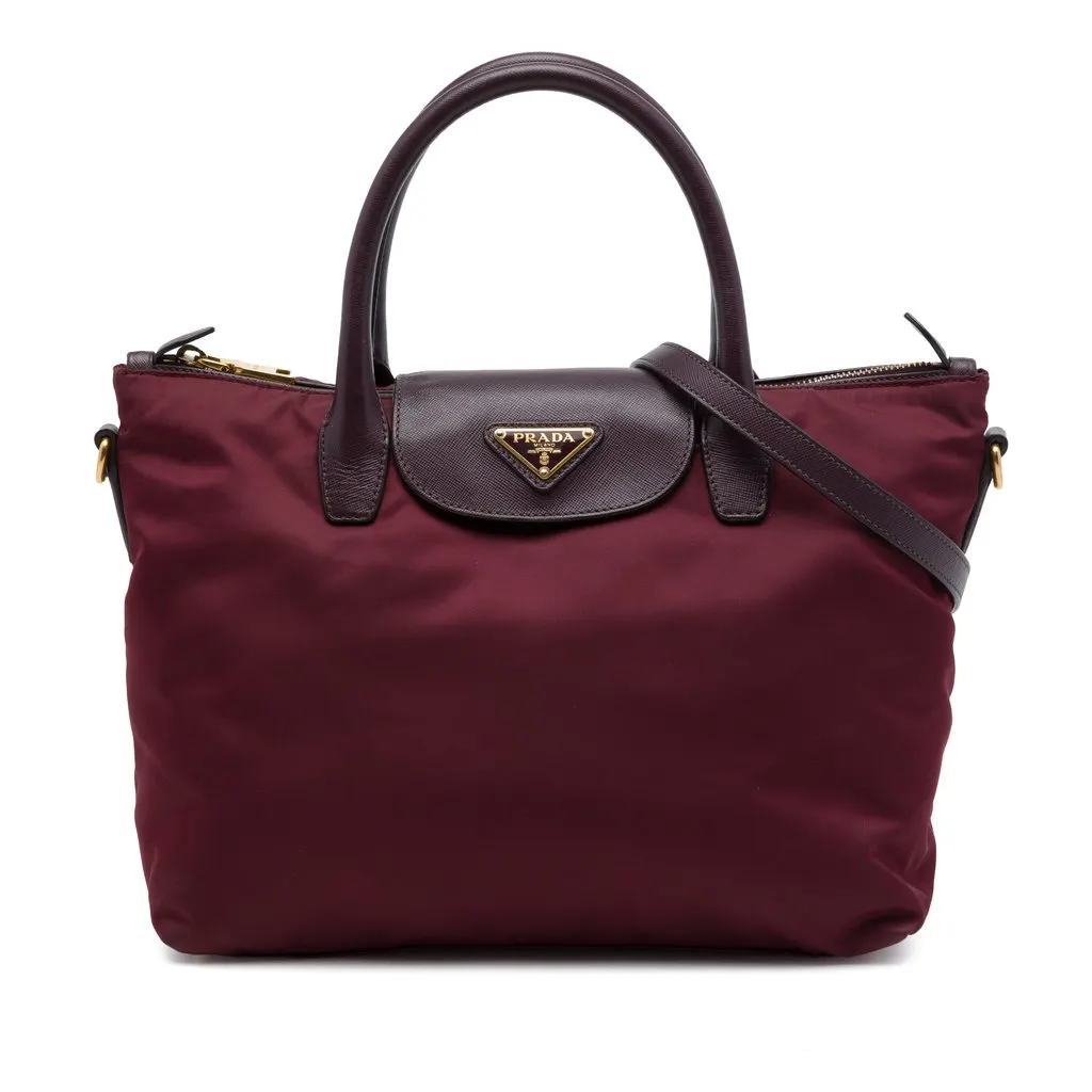 Prada سافيانو Trimmed Tessuto حقيبة ساتشيل