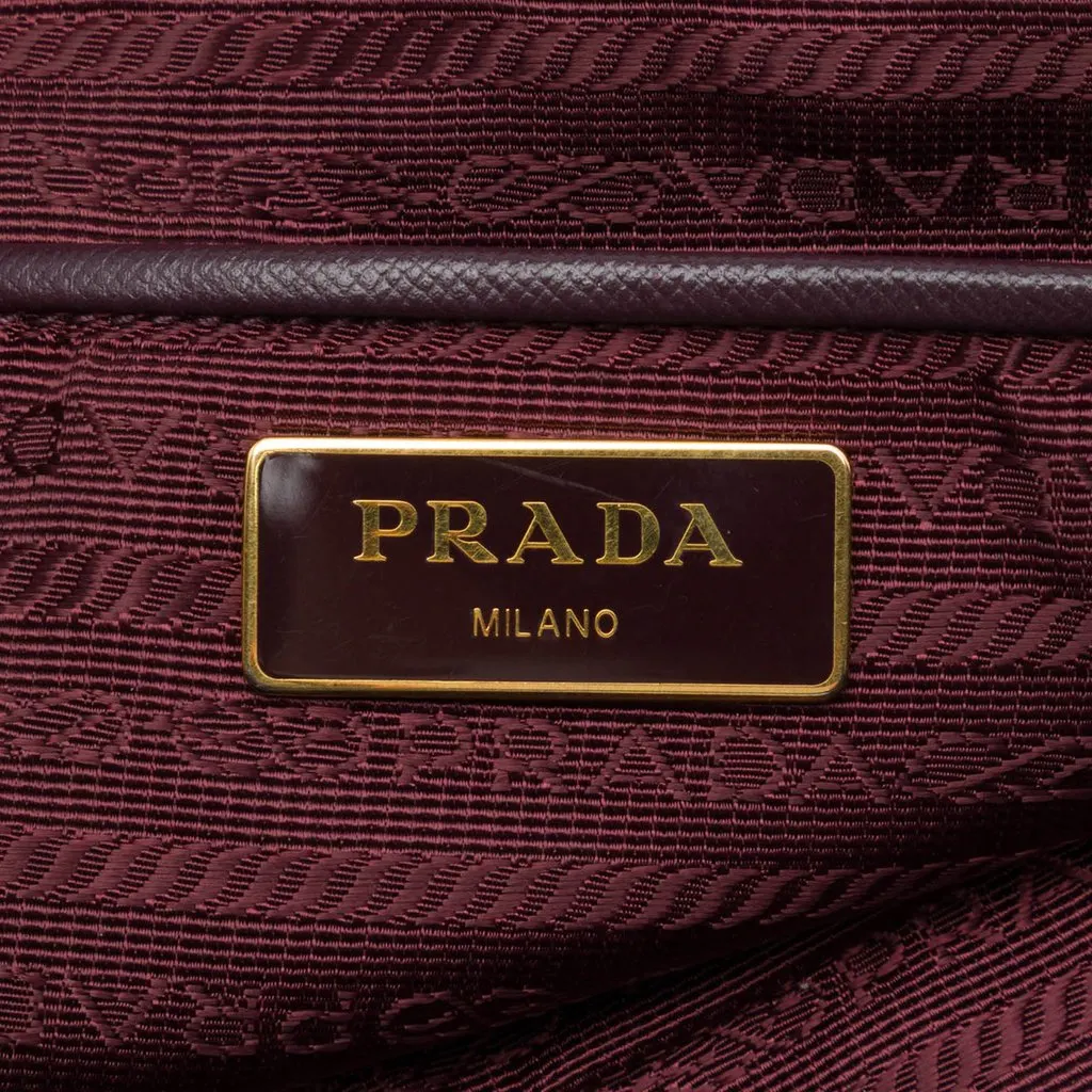 Prada Saffiano Trimmed Tessuto Satchel Red Polyamide Good - Box View