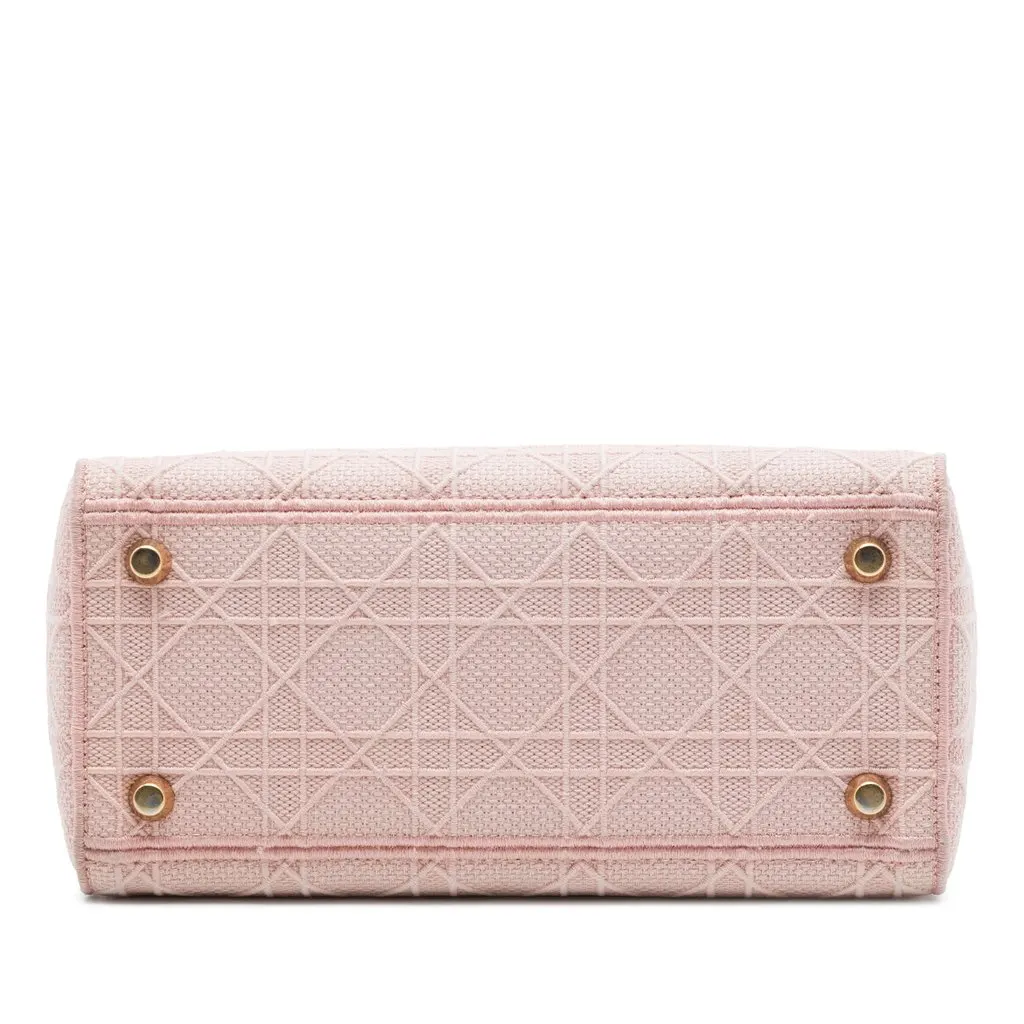 Dior Medium Embroidered Canvas Cannage Lady D Lite Pink Very good - Inside View