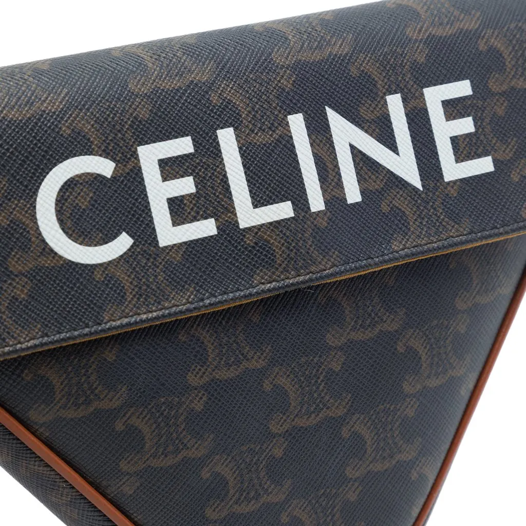 Celine Triomphe Coated Canvas Logo Triangle Crossbody Brown Very good - Box View