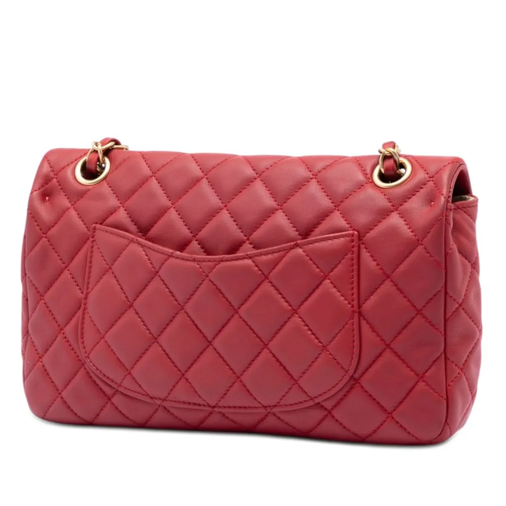 Chanel Medium Classic Lambskin Marine Charms Single Flap Red Leather Very good - Back View