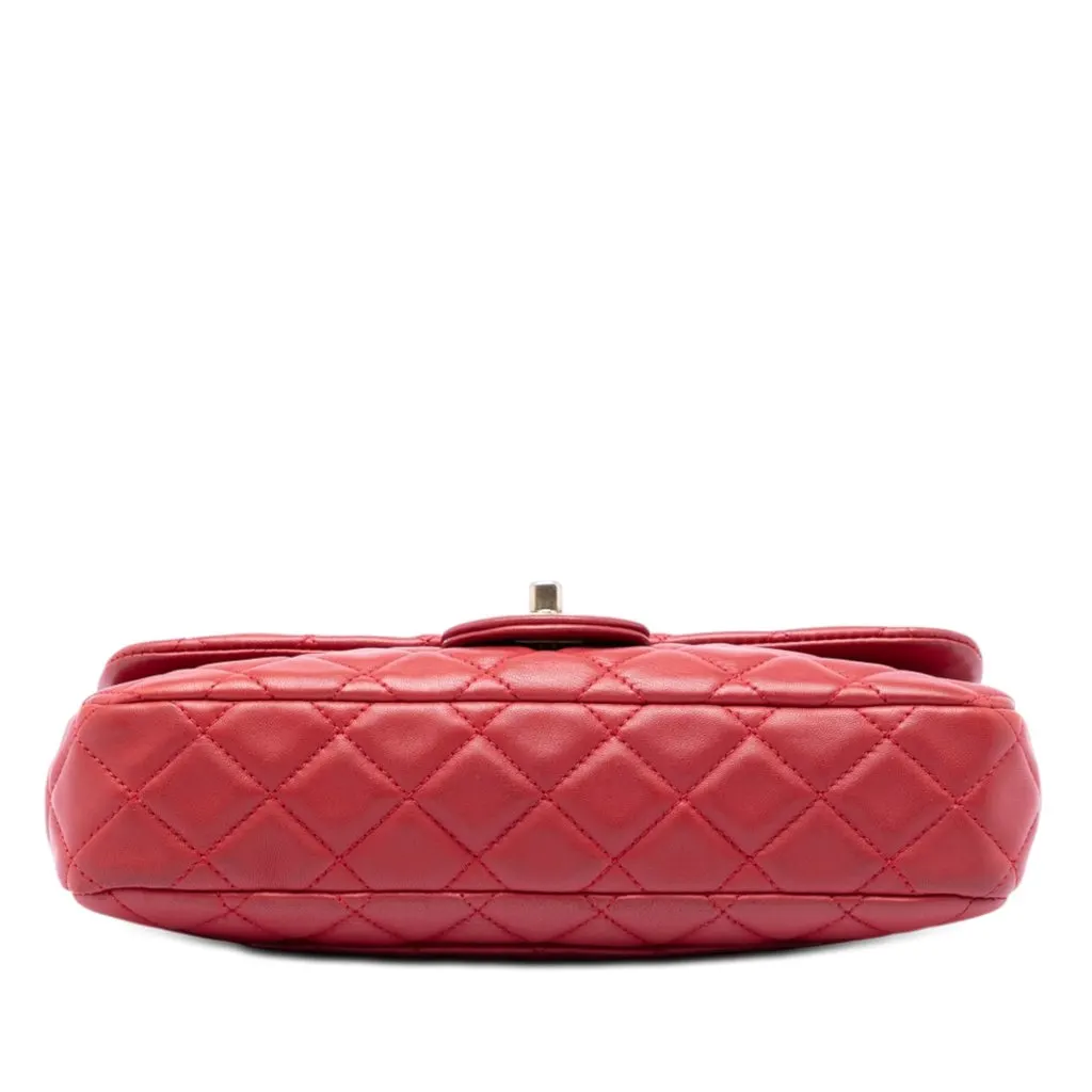 Chanel Medium Classic Lambskin Marine Charms Single Flap Red Leather Very good - Inside View