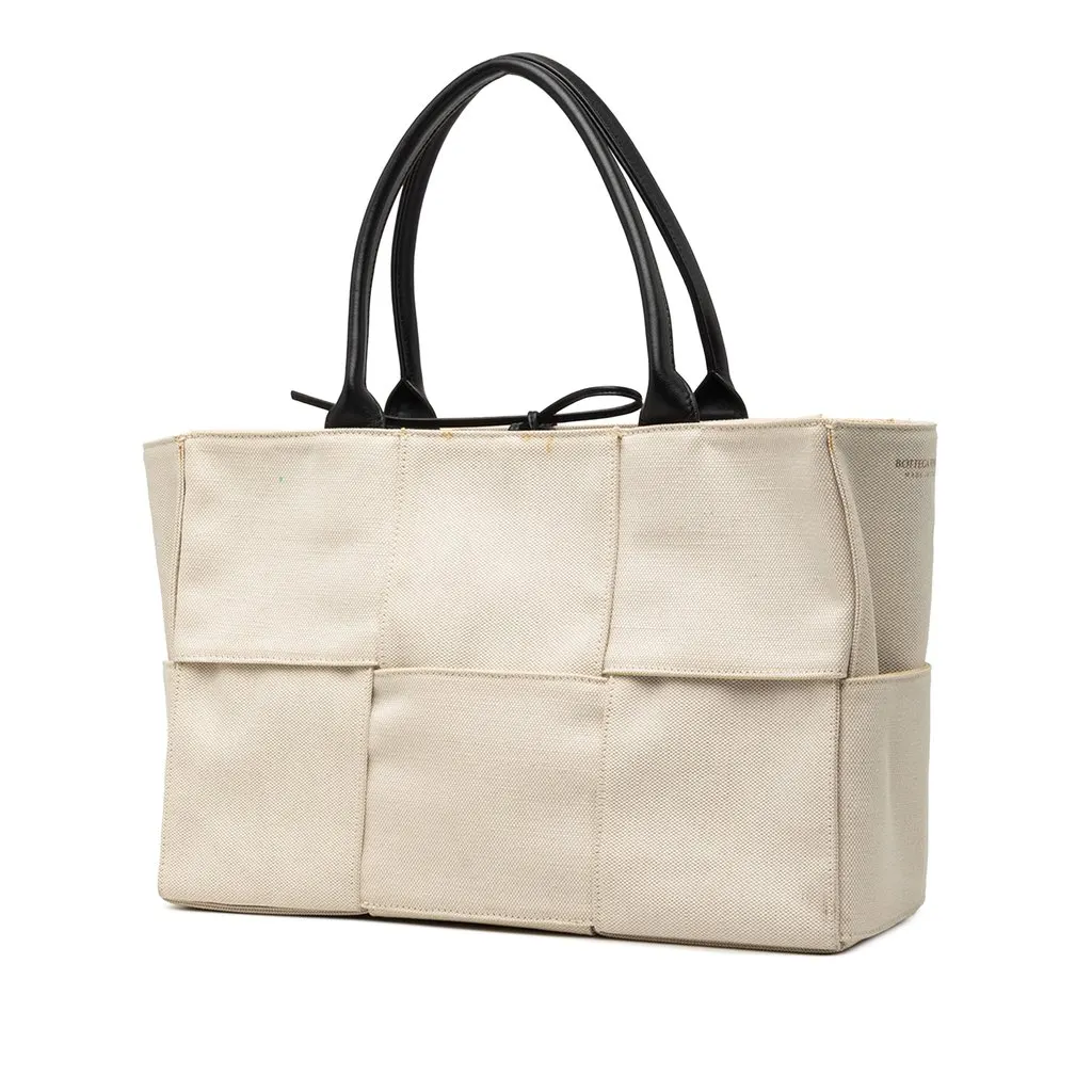Bottega Veneta Medium Canvas Maxi Intrecciato Arco Tote White Very good - Back View