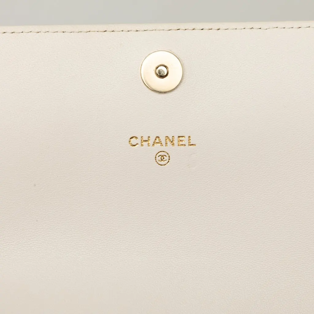 Chanel Quilted Lambskin Book Wallet On Chain Black Leather Good - Box View