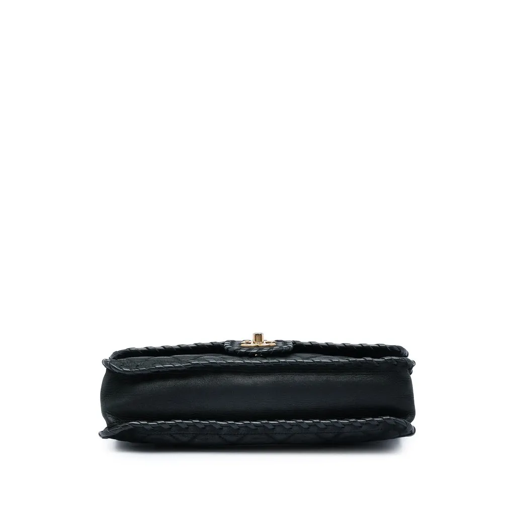 Chanel Medium Quilted Iridescent Calfskin Happy Stitch Flap Black Leather Very good - Inside View