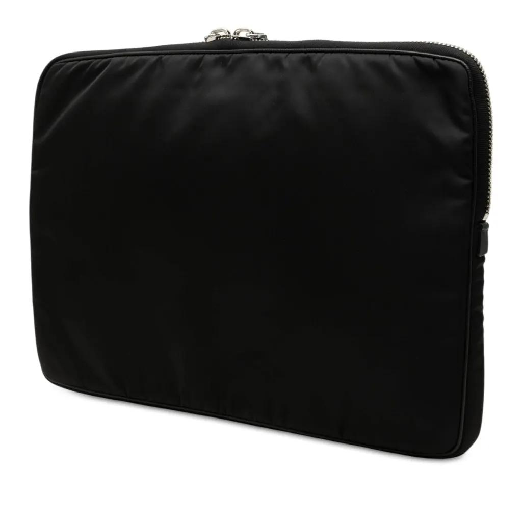 Prada Saffiano Trimmed Tessuto Laptop Case Black Very good - Back View