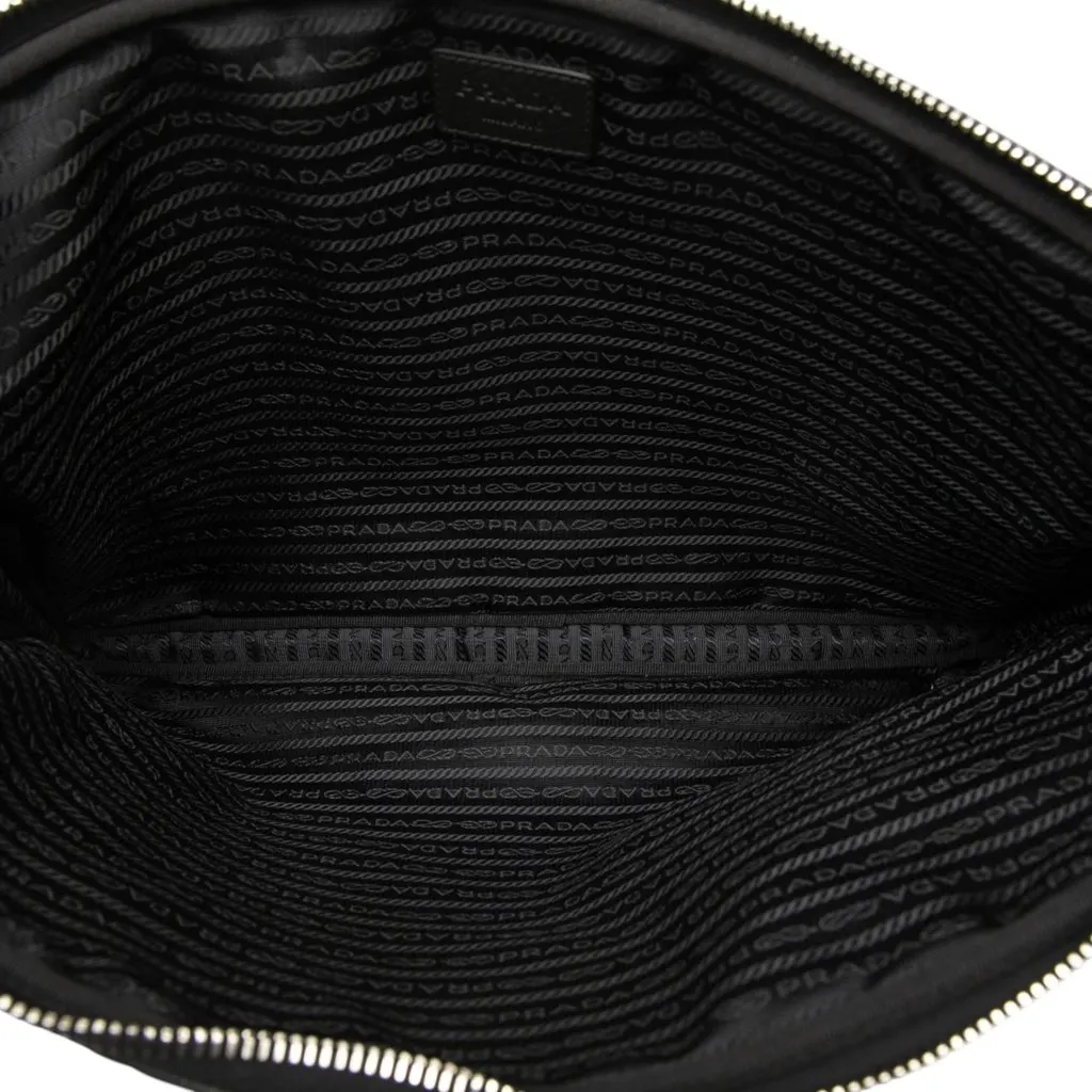 Prada Saffiano Trimmed Tessuto Laptop Case Black Very good - Model View