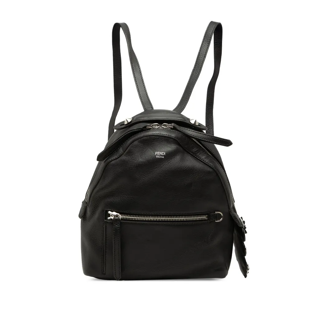 Fendi Mini Calfskin By The Way Backpack Black Leather Very good - Front View