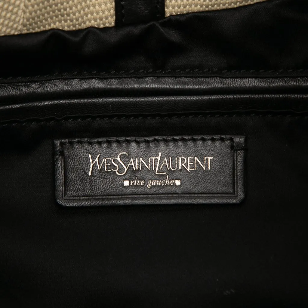 Saint Laurent Canvas and Velvet Rive Gauche Pleated Hobo Beige Very good - Box View